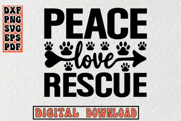 Cat Lover's Graphics: Peace Love Rescue Svg for Crafts