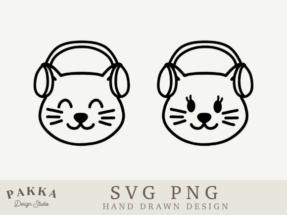 Cat with Music Headphones: A Versatile Graphics Asset for Crafts