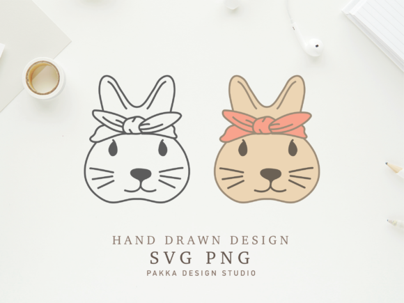 Cute Bunny Face Bandana for Creative Crafts and Graphics