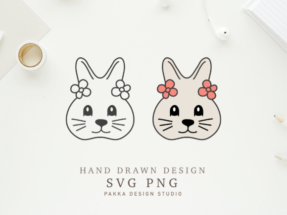 Cute Easter Bunny Face Flower Svg Png for Graphics and Crafts