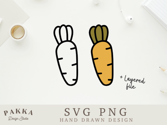 Cute Hand Drawn Easter Carrot for Crafts and Graphics